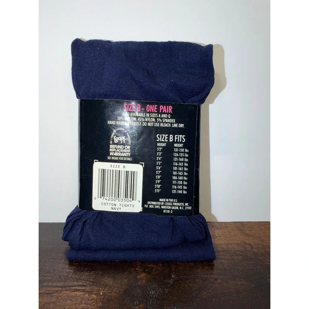 L'eggs Cotton Tights Navy Blue‎ Size B Style 99908